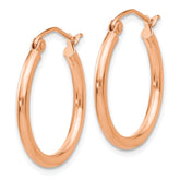 14k Rose Gold 2x20mm Polished Lightweight Tube Hoop Earrings